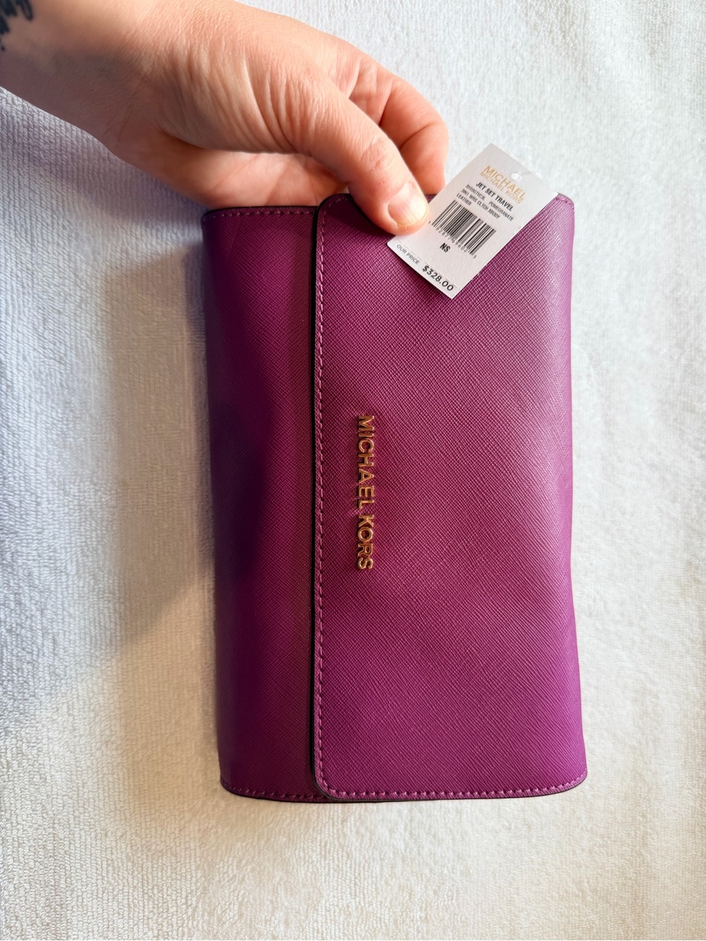 Michael Kors Purple Saffiano Leather Shoulder Clutch